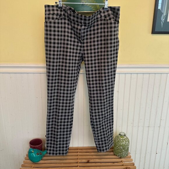 New York & Company Stretch Black & White Gingham Check Pants Size 18 - Picture 1 of 8